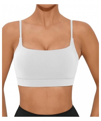 Women Adjustable Sports Bra Wirefree Racerback Workout Bras Sexy Thin Straps Yoga Sport Bras with Removable Pads White $12.87...