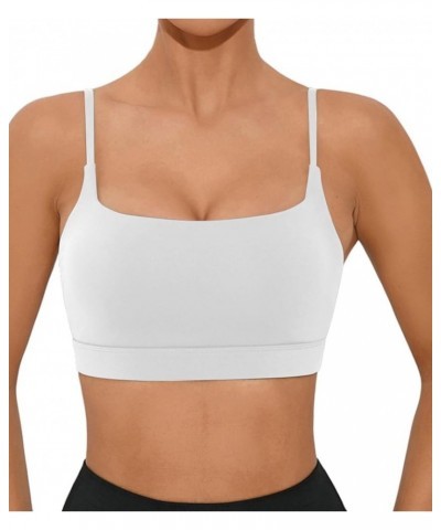 Women Adjustable Sports Bra Wirefree Racerback Workout Bras Sexy Thin Straps Yoga Sport Bras with Removable Pads White $12.87...