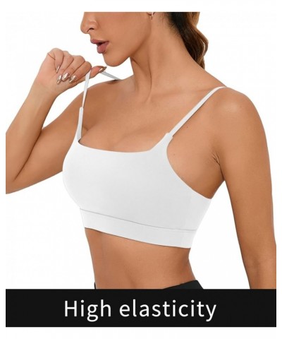 Women Adjustable Sports Bra Wirefree Racerback Workout Bras Sexy Thin Straps Yoga Sport Bras with Removable Pads White $12.87...