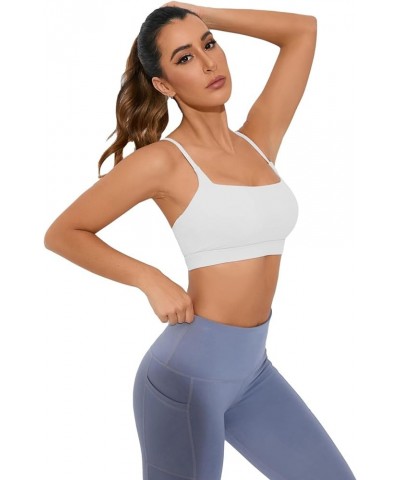 Women Adjustable Sports Bra Wirefree Racerback Workout Bras Sexy Thin Straps Yoga Sport Bras with Removable Pads White $12.87...