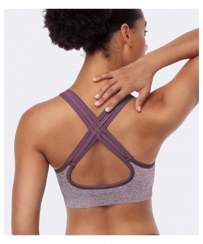 Strappy Sports Bras for Women - Medium Support Wirefree Yoga Bra Activewear A-black+grey+purple $16.32 Lingerie