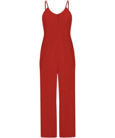 Womenw's Baggy Romper Casual Summer Jumpsuits Sleeveless Overall Oversized Jumper Wide Leg Jumpsuit Cute Dungarees Red $12.09...