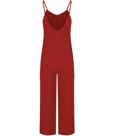 Womenw's Baggy Romper Casual Summer Jumpsuits Sleeveless Overall Oversized Jumper Wide Leg Jumpsuit Cute Dungarees Red $12.09...