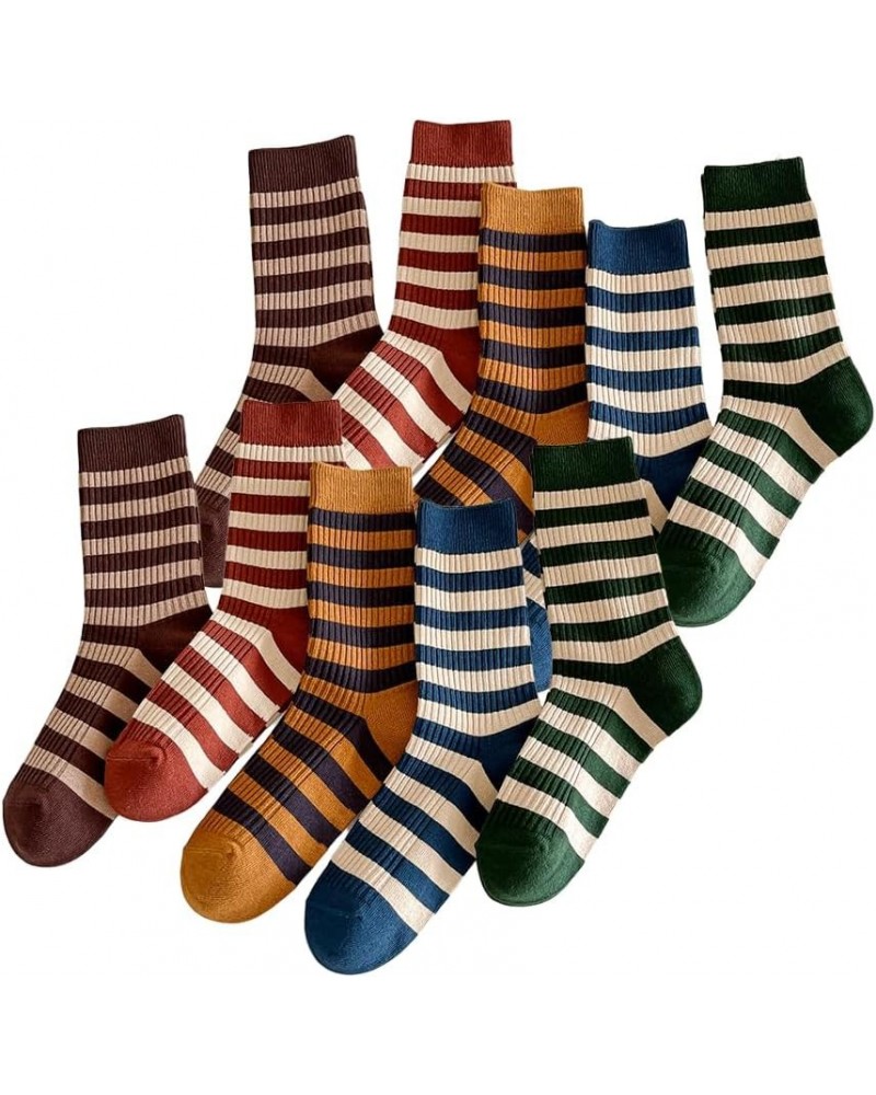 5/10 Pairs Retro Style Colorful Striped Socks, Cute Athletic Crew socks for Women 10 Pairs-set a $9.85 Activewear