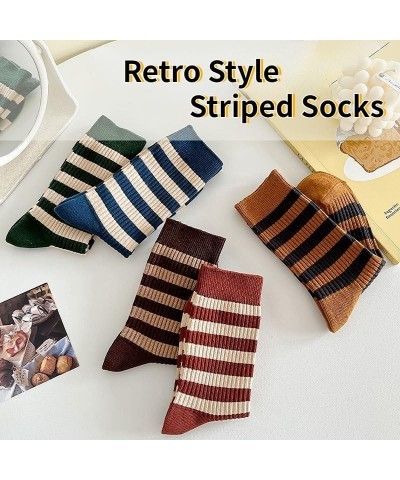 5/10 Pairs Retro Style Colorful Striped Socks, Cute Athletic Crew socks for Women 10 Pairs-set a $9.85 Activewear