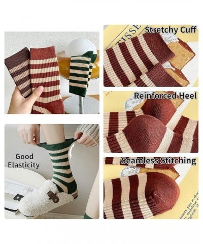 5/10 Pairs Retro Style Colorful Striped Socks, Cute Athletic Crew socks for Women 10 Pairs-set a $9.85 Activewear