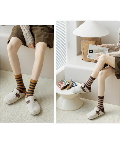 5/10 Pairs Retro Style Colorful Striped Socks, Cute Athletic Crew socks for Women 10 Pairs-set a $9.85 Activewear