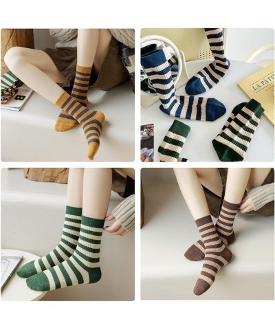 5/10 Pairs Retro Style Colorful Striped Socks, Cute Athletic Crew socks for Women 10 Pairs-set a $9.85 Activewear