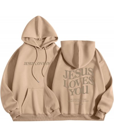 Christian Sweatshirt Women Jesus Loves You Long Sleev Letter Print Pullover Tops Vintage Lightweight Sports Hooded Sweatshirt...