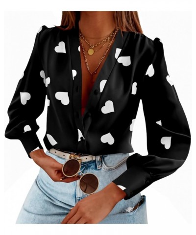 Women's Business Casual Tops Summer Long Sleeve Silk Button Down Shirts V Neck Chiffon Blouses… X-black $16.72 Blouses