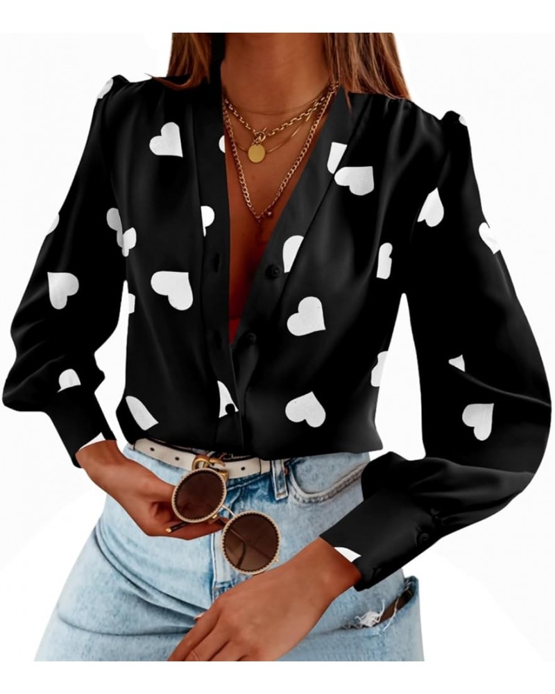 Women's Business Casual Tops Summer Long Sleeve Silk Button Down Shirts V Neck Chiffon Blouses… X-black $16.72 Blouses