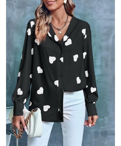 Women's Business Casual Tops Summer Long Sleeve Silk Button Down Shirts V Neck Chiffon Blouses… X-black $16.72 Blouses