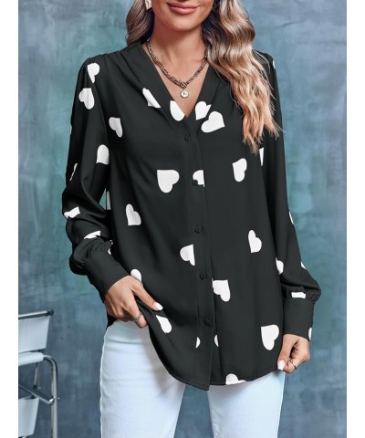 Women's Business Casual Tops Summer Long Sleeve Silk Button Down Shirts V Neck Chiffon Blouses… X-black $16.72 Blouses