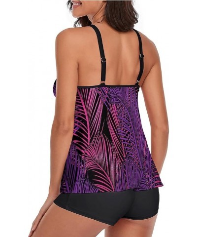 Swimdress for Women, Womens Tankini Set with Boy Shorts Ladies Two Piece Swimwear Swimsuit Sports Tankini 14-purple $14.40 Sw...