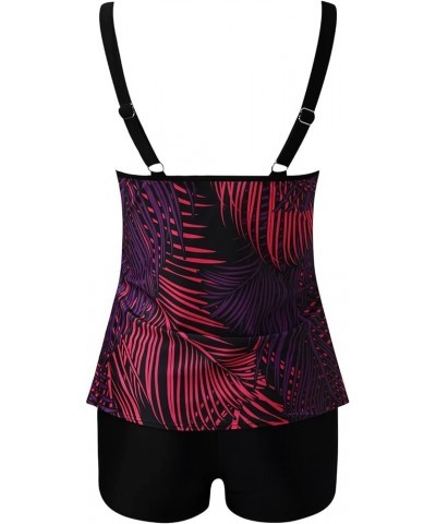 Swimdress for Women, Womens Tankini Set with Boy Shorts Ladies Two Piece Swimwear Swimsuit Sports Tankini 14-purple $14.40 Sw...