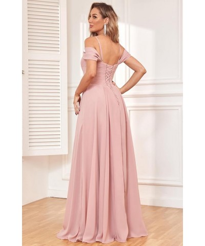 Women's Off The Shoulder Bridesmaid Dresses with Pockets Long Chiffon Pleated Formal Evening Gown Aqua Blue $29.14 Dresses