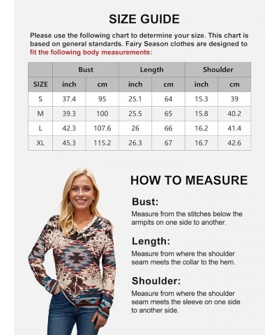 Womens Long Sleeve T Shirts Aztec Cow Print Western Henley Tops Ladies Graphic Tees Casual V Neck Loose Fit Blouse Aztec Cow ...