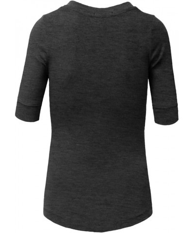 Womens Lightweight Comfy Elbow Sleeve V Neck T Shirt S-3XL Charcoalgray $9.56 T-Shirts