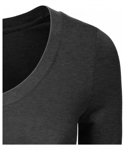 Womens Lightweight Comfy Elbow Sleeve V Neck T Shirt S-3XL Charcoalgray $9.56 T-Shirts