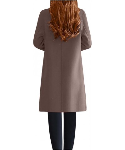2024 Women's Winter Coats Single Breasted Woolen Blend Coat Casual Lapel Collar Neck Pea Coat Mid Long Wool Jackets 1coffee $...