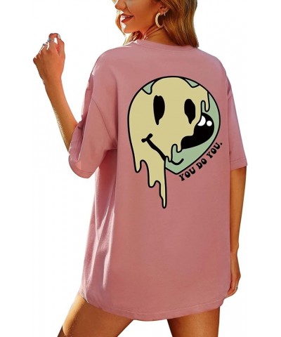 Women Oversized Funny Graphic Letter Print T Shirt Drop Shoulder Crew Neck Summer Casual Tee Tops White Alien Pink $11.21 T-S...