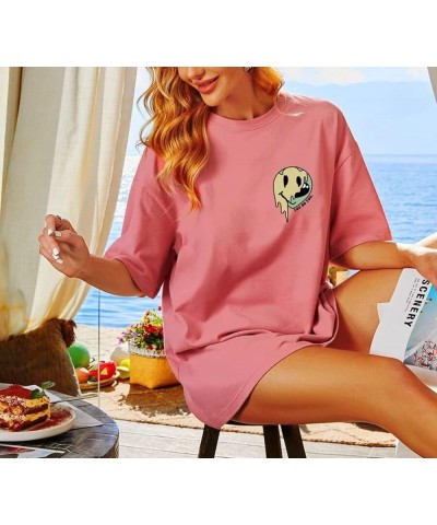 Women Oversized Funny Graphic Letter Print T Shirt Drop Shoulder Crew Neck Summer Casual Tee Tops White Alien Pink $11.21 T-S...