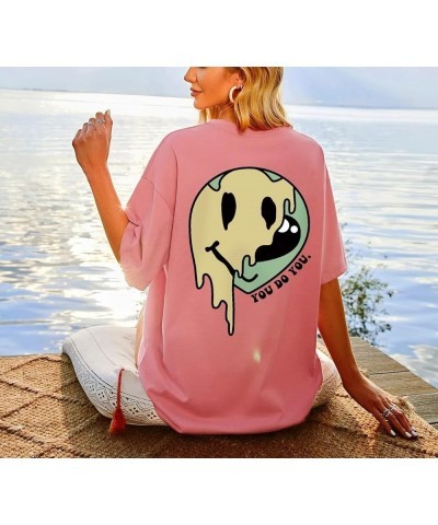 Women Oversized Funny Graphic Letter Print T Shirt Drop Shoulder Crew Neck Summer Casual Tee Tops White Alien Pink $11.21 T-S...