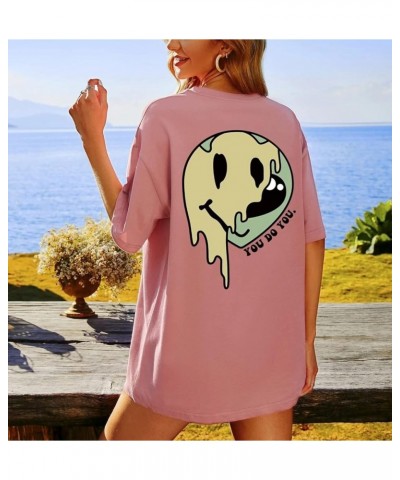 Women Oversized Funny Graphic Letter Print T Shirt Drop Shoulder Crew Neck Summer Casual Tee Tops White Alien Pink $11.21 T-S...