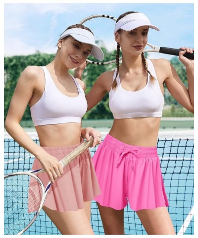 2 in 1 Flowy Athletic Shorts for Women Casual Butterfly Running Athletic Shorts Workout Active Yoga Shorts with Pockets Pink ...