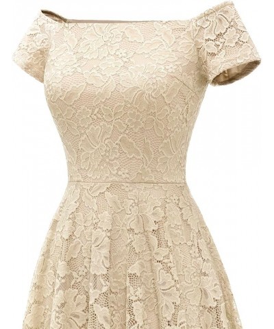 Women's Floral Lace Bridesmaid Dress Hi-Lo Off Shoulder Dress Cocktail Party Dress B-champagne $30.77 Dresses