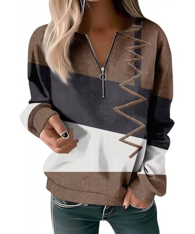 Sweatshirts for Women Loose Fit Zip Up Pullover Sweatshirts Oversized Casual Pullover Top Hoodies 2023 Fall Clothes 2-brown $...