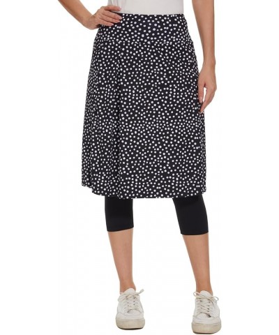 Midi Skirt for Women Athletic Skorts with 3 Pockets Modest Skirts Active Running Skort Black White Dot $10.78 Skirts