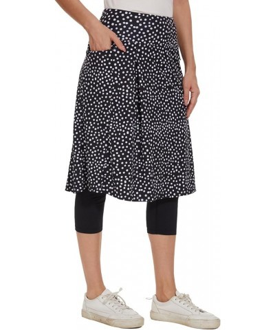 Midi Skirt for Women Athletic Skorts with 3 Pockets Modest Skirts Active Running Skort Black White Dot $10.78 Skirts