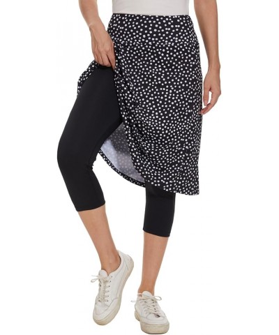 Midi Skirt for Women Athletic Skorts with 3 Pockets Modest Skirts Active Running Skort Black White Dot $10.78 Skirts