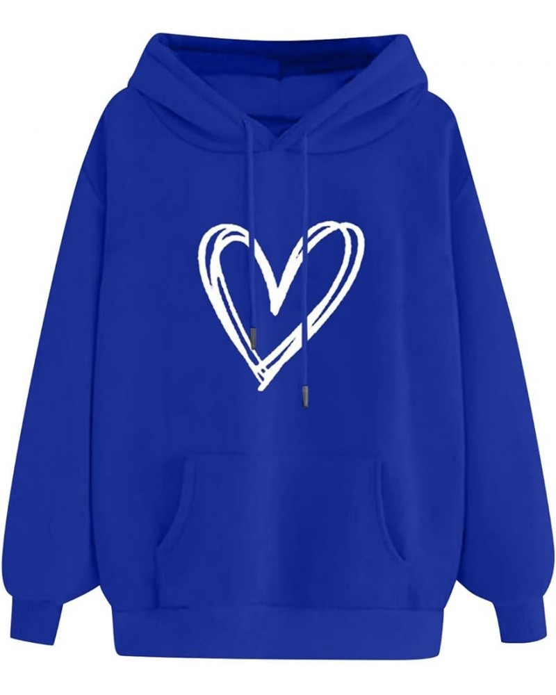 Cute Hoodies for Women Teen Girls Heart Graphic Sweatshirt Oversized Y2K Fashion Pullover Pocket Hooded Fall Tops A-blue $6.9...