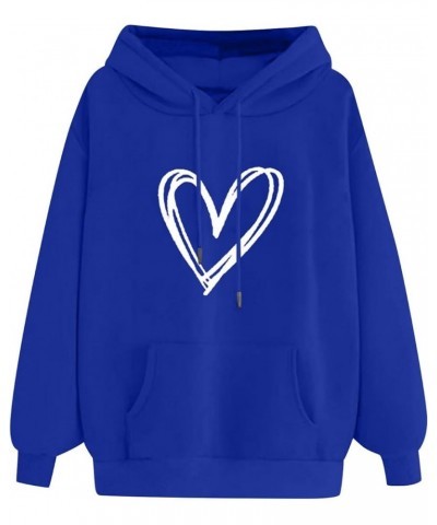 Cute Hoodies for Women Teen Girls Heart Graphic Sweatshirt Oversized Y2K Fashion Pullover Pocket Hooded Fall Tops A-blue $6.9...