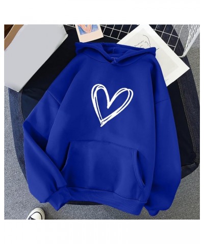 Cute Hoodies for Women Teen Girls Heart Graphic Sweatshirt Oversized Y2K Fashion Pullover Pocket Hooded Fall Tops A-blue $6.9...