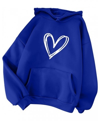 Cute Hoodies for Women Teen Girls Heart Graphic Sweatshirt Oversized Y2K Fashion Pullover Pocket Hooded Fall Tops A-blue $6.9...