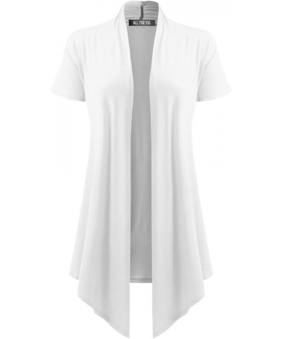 Women's Open Front Short Sleeve Cardigan (S-3XL) Acdsr001_white $11.88 Sweaters