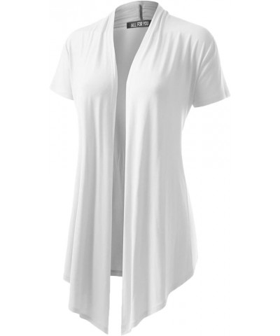 Women's Open Front Short Sleeve Cardigan (S-3XL) Acdsr001_white $11.88 Sweaters