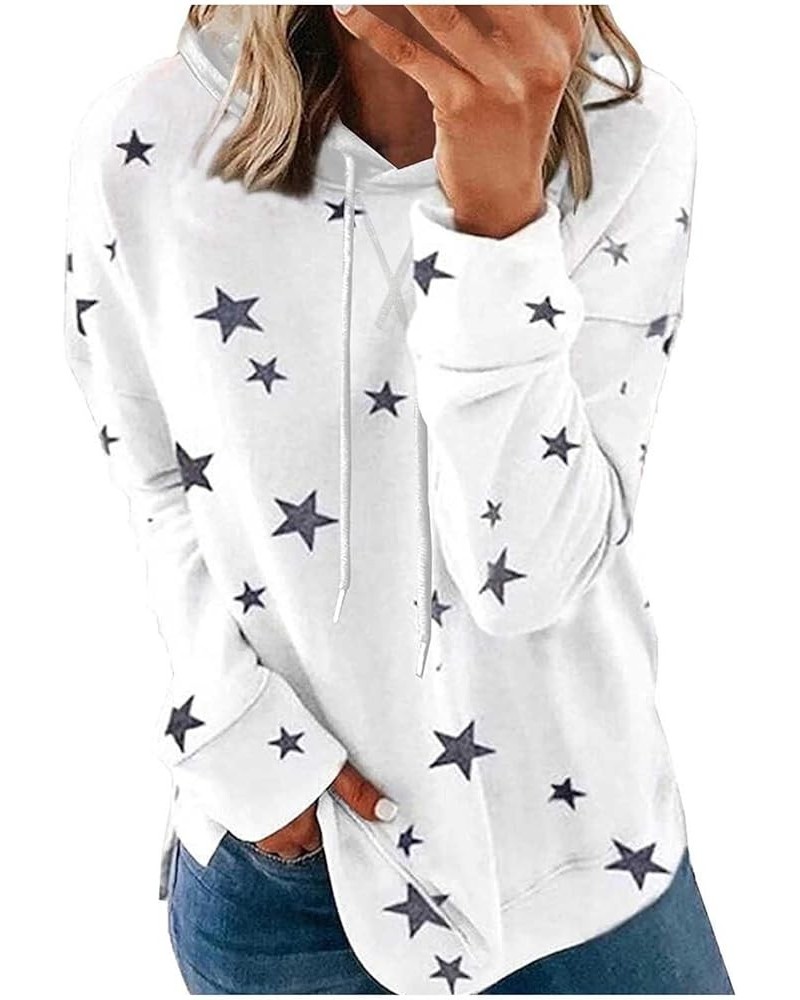 Plus Size Hoodies Sweatshirt Star Print Drawstring Fashion Pullover Tops Long Sleeve Trendy 2023 Fall Shirts Tunic White 11 $...