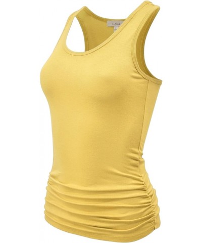 Women's Workout Tank Top Shirt - Racerback Casual Slim Fit Shirring Tops for Gym, Exercise, Yoga, Hiking Yellow $12.67 Active...