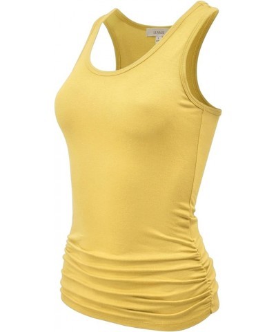 Women's Workout Tank Top Shirt - Racerback Casual Slim Fit Shirring Tops for Gym, Exercise, Yoga, Hiking Yellow $12.67 Active...