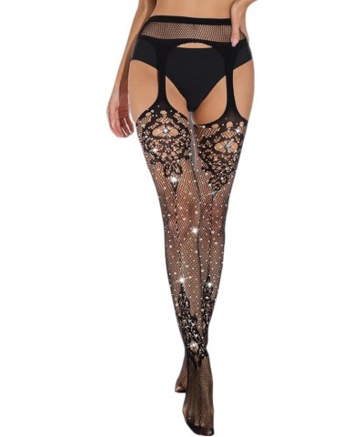 Women's Sexy Crystal Rhinestone Pantyhose Tights Fishnet Stockings Bling Hosiery W13-black $7.90 Socks