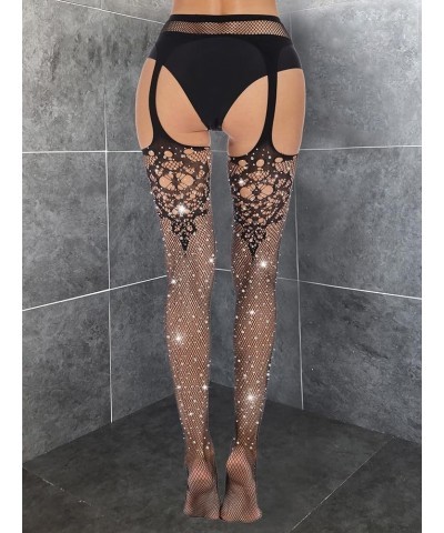 Women's Sexy Crystal Rhinestone Pantyhose Tights Fishnet Stockings Bling Hosiery W13-black $7.90 Socks