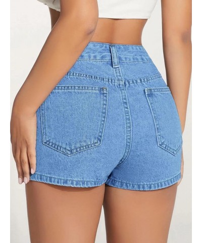 Women's Casual Split Hem High Waist Denim Skorts Skirt Shorts Blue Irregular $24.18 Skorts