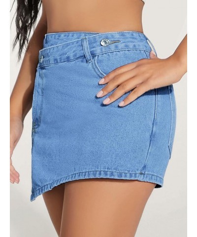 Women's Casual Split Hem High Waist Denim Skorts Skirt Shorts Blue Irregular $24.18 Skorts