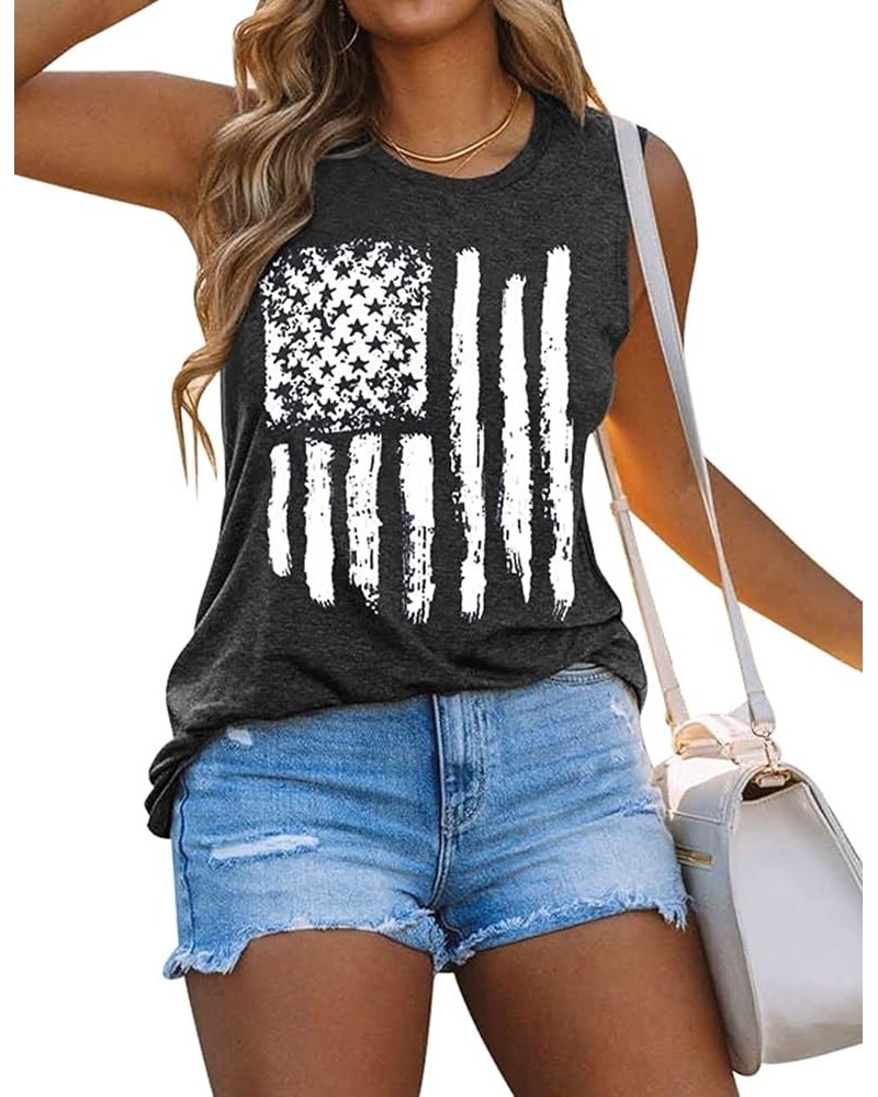 Women's American Flag Camo Sleeveless Tank Tops 4th of July Racerback Bowknot Stripes Patriotic T Shirts Grey $9.17 Tanks