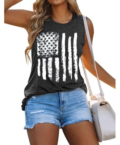 Women's American Flag Camo Sleeveless Tank Tops 4th of July Racerback Bowknot Stripes Patriotic T Shirts Grey $9.17 Tanks