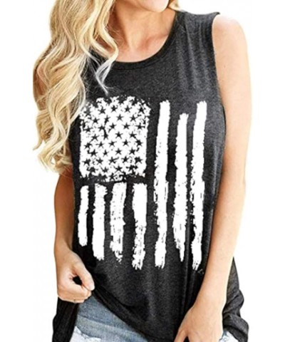 Women's American Flag Camo Sleeveless Tank Tops 4th of July Racerback Bowknot Stripes Patriotic T Shirts Grey $9.17 Tanks